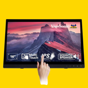 ViewSonic 40.64 Cm(16") Touch Monitor with10-Point Capactive Touch, Advanced Ergonomic, 7H Hardness Screen,CrossPlatform Compatability, EyeCare, Integrated Speakers, VGA, HDMI, USB 2.0 Type B TD1630-3