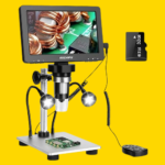 7" LCD Digital Microscope 1200X for Adults,12MP 1080P Solding USB Microscope with 10 LED Lights-Ideal for Coin Collectors Electronics Enthusiasts, Windows/Mac OS Compatible,PC View, 32GB
